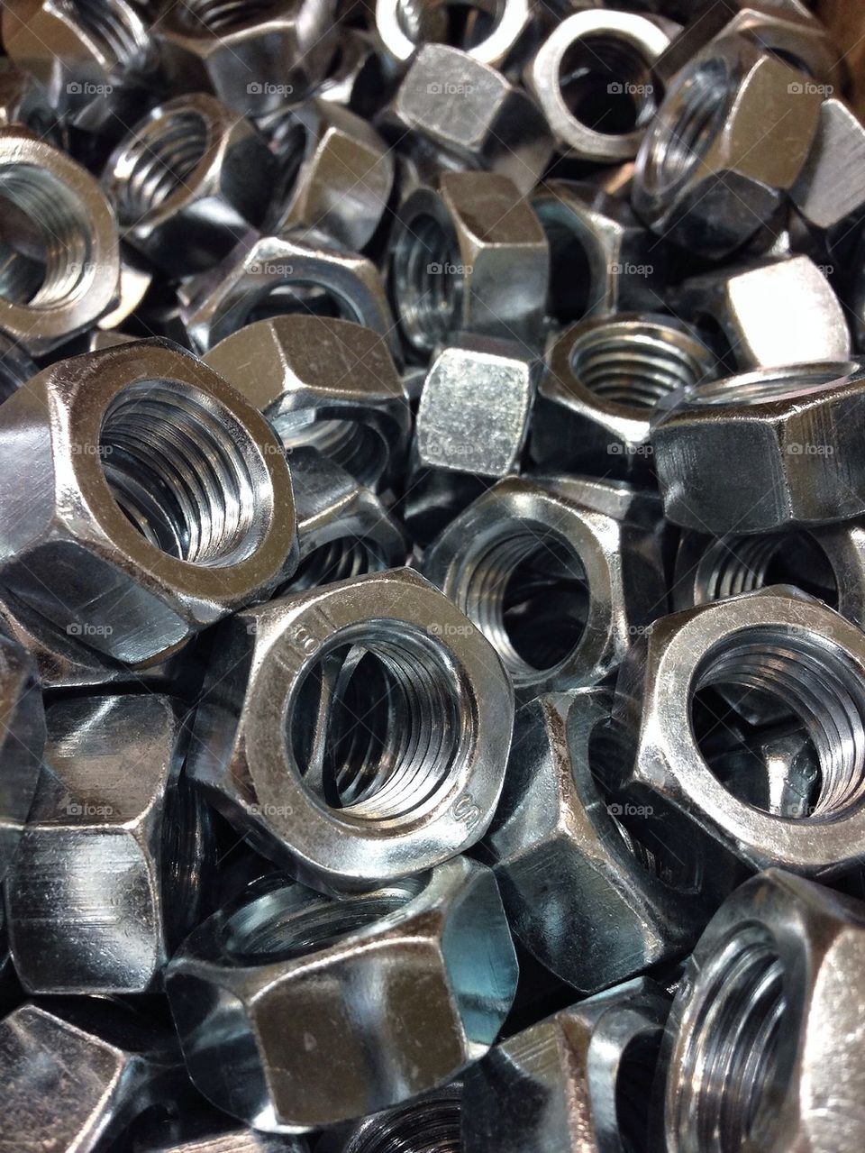 Close-up of metal nuts