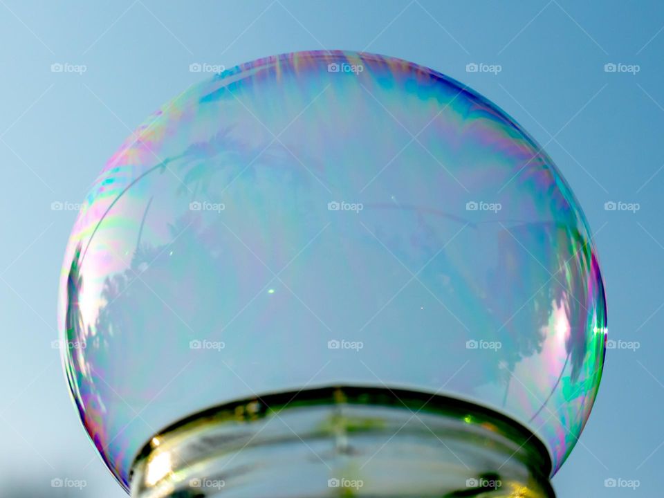 Beautiful reflection of nature inside bubble