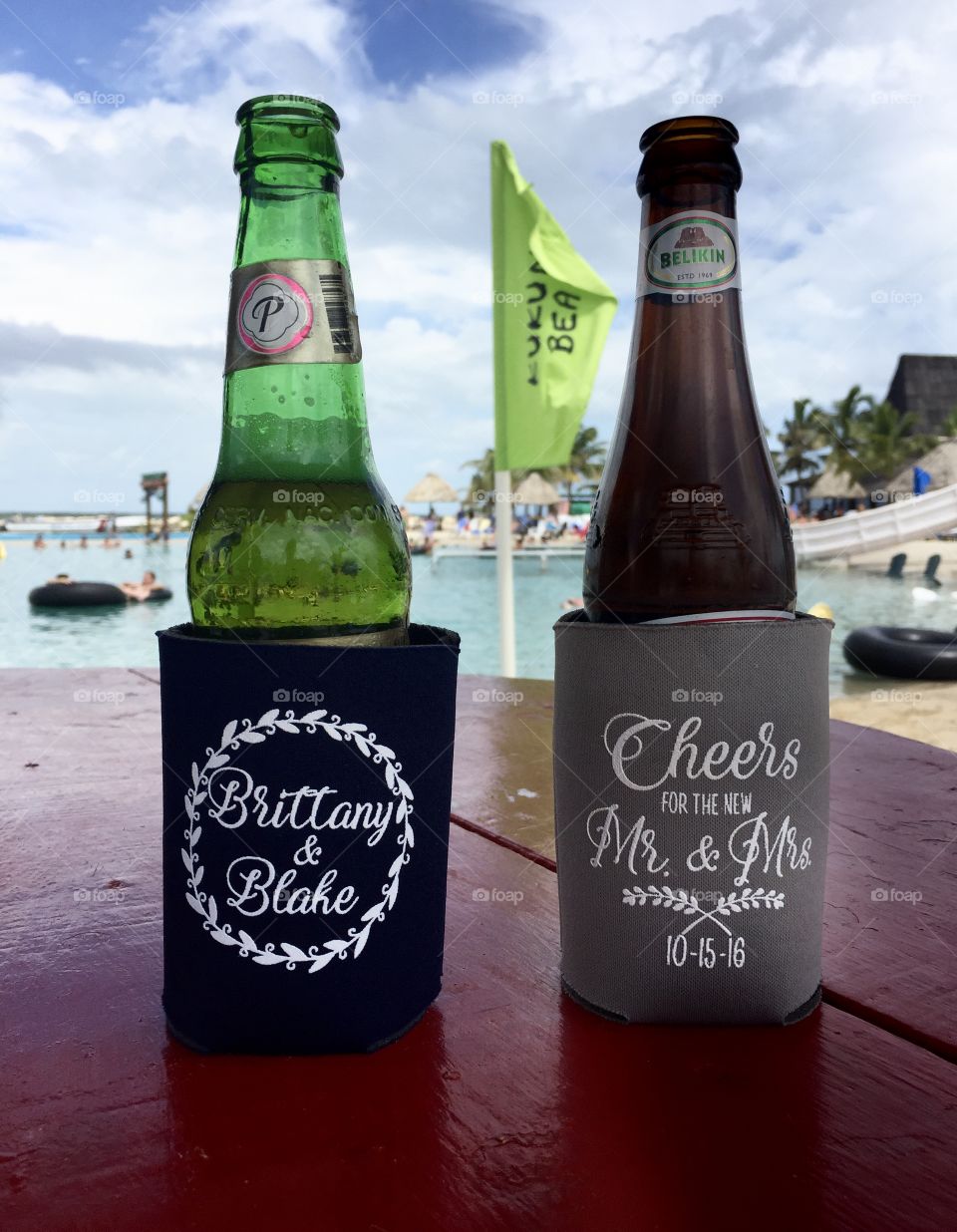 Two beers for the newlyweds 