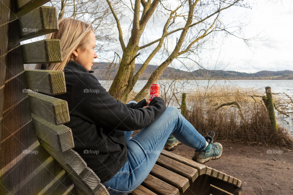 woman sitting on a bench