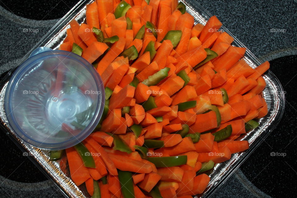 carrots and green peppers from the garden
