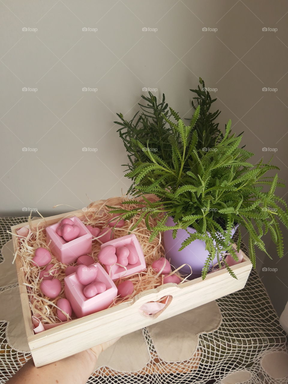 lavander plant with small soaps