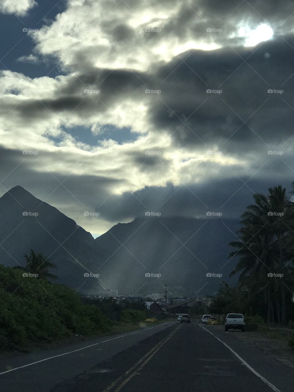 Sunlight through clouds on Maui