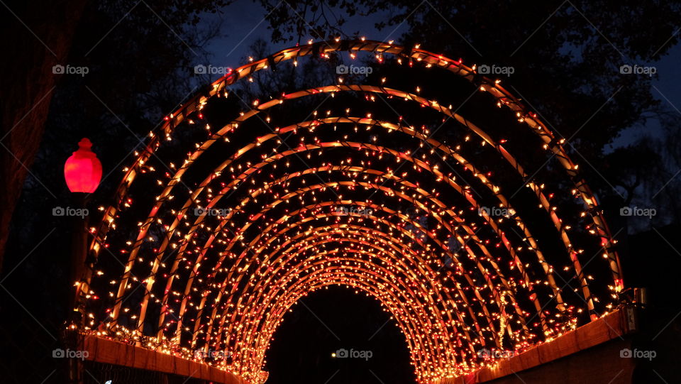 Christmas decorations on a walkway