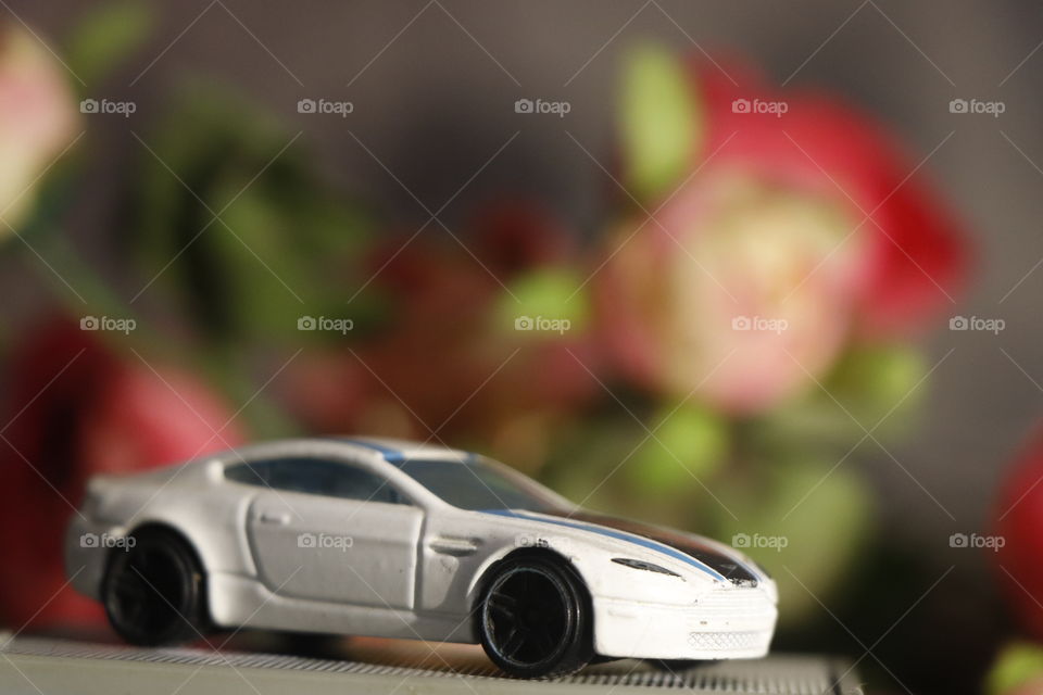 car,flower,blur