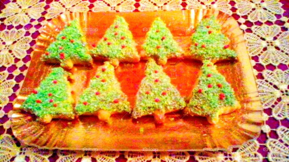 Christmas-tree-shaped biscuits
