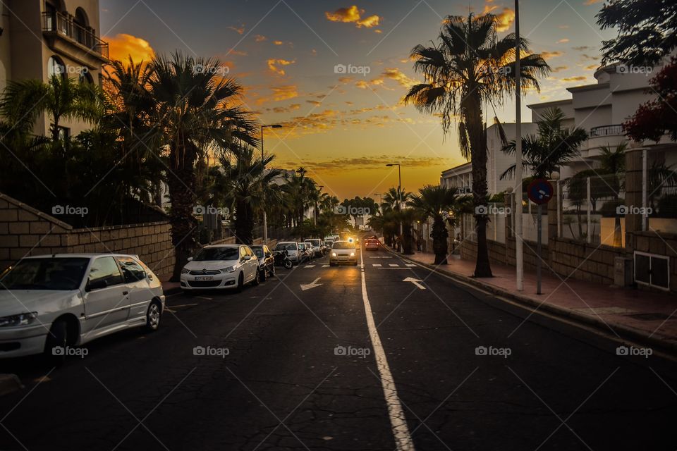 Tenerife Street at sunset 
 
