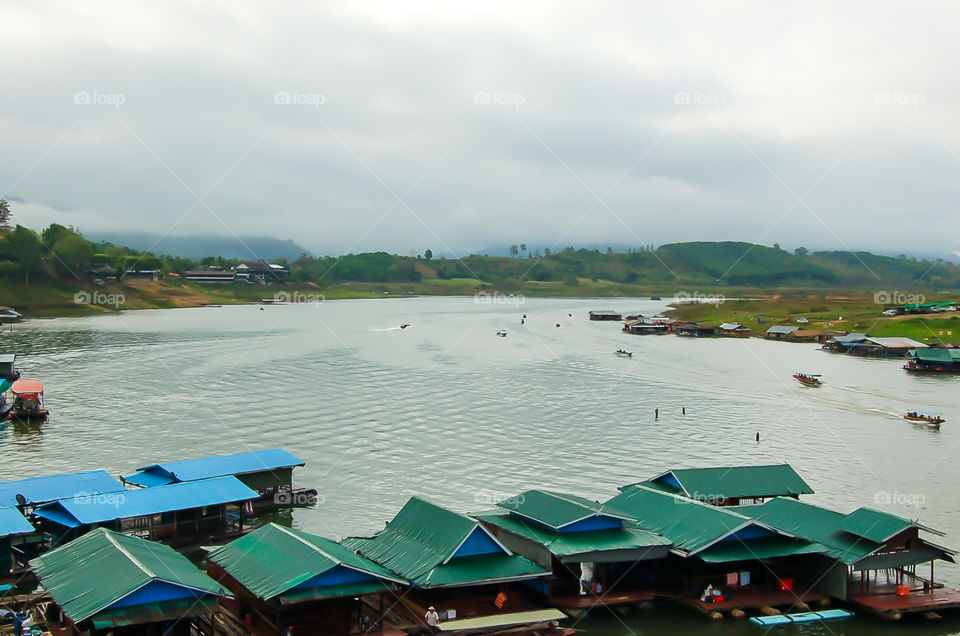 The beauty of Khao Laem reservoir in Kanchanaburi , Thailand.Thailand.