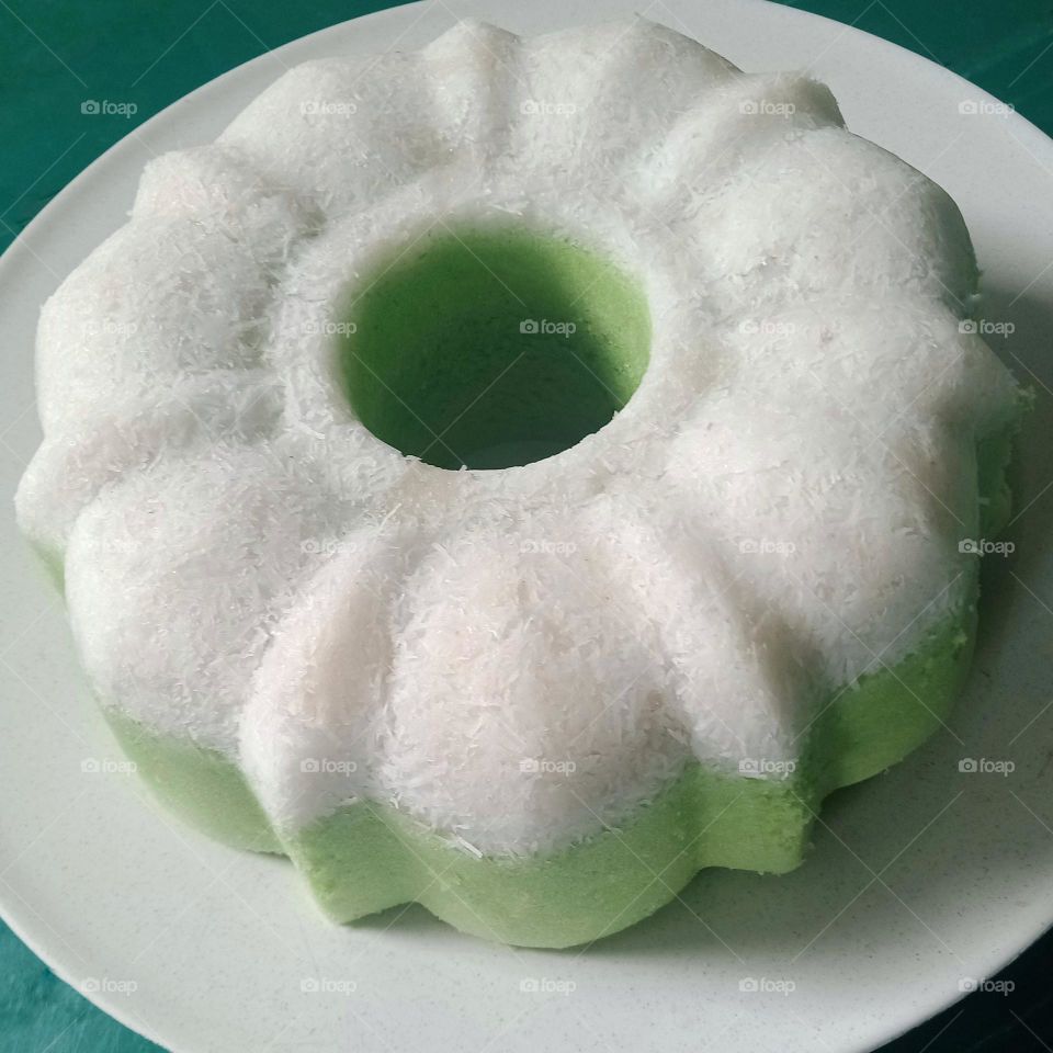 Delicious putu cake on plate