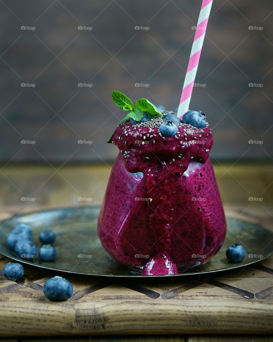 Fresh smoothie in the jar