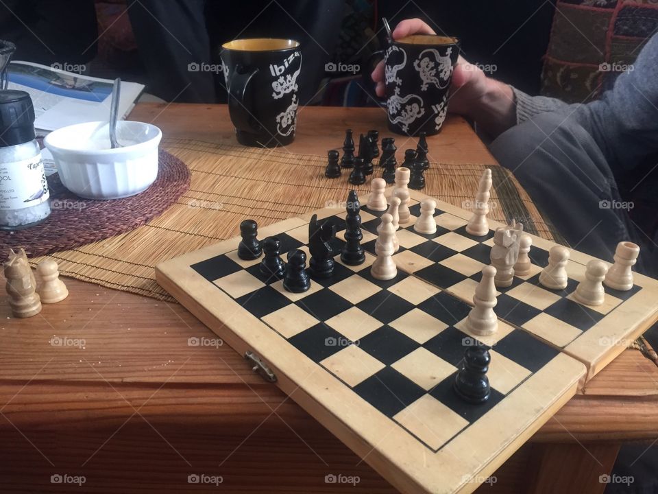 Chess and coffee. On a rock climbing trip, we would play chess in the mornings...