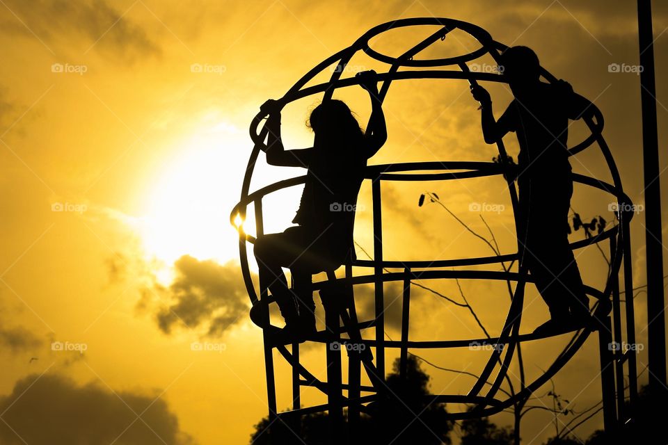 Kids playing in the evening