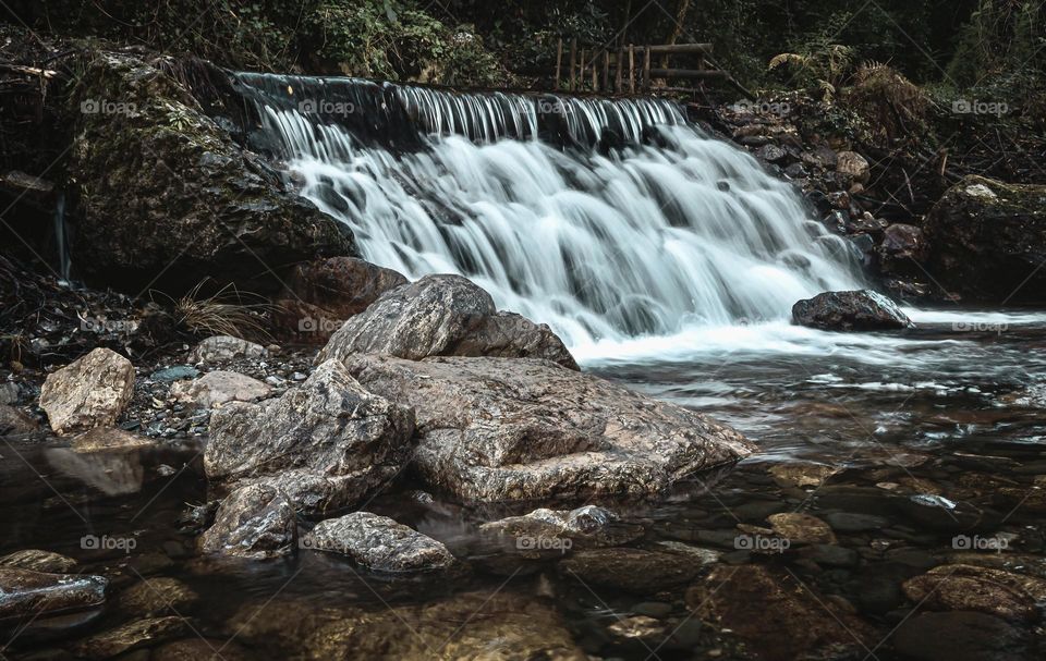 A winter waterfall at Fragas São Simão in Central Portugal 