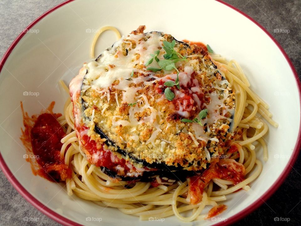 Close-up of parmigiana in bowl