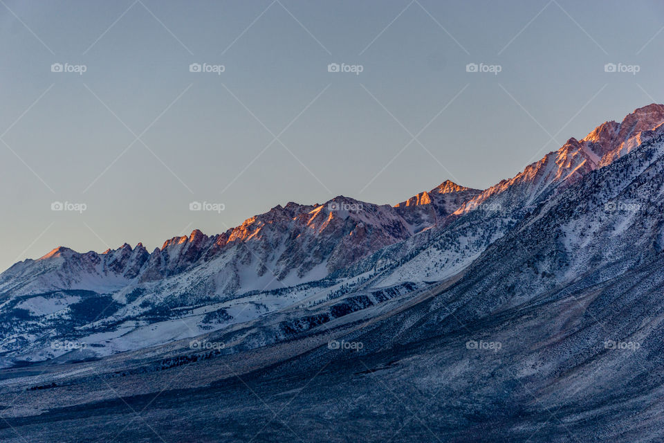 View of snowcapped mountain range