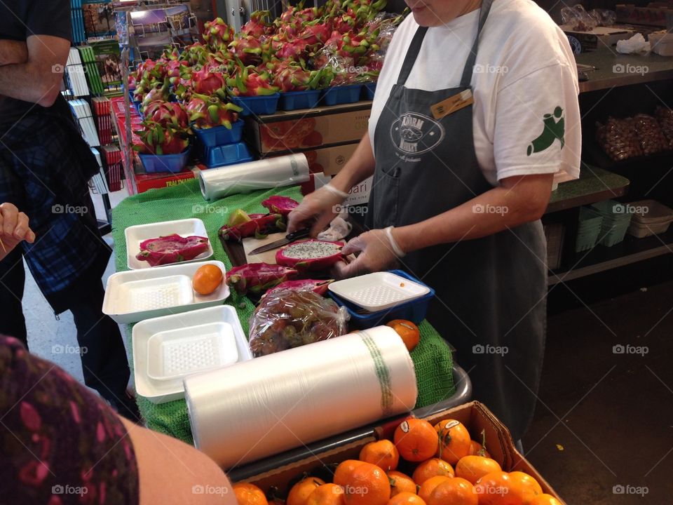 Healthy snack prepared for me at Lonsdale Quay Market. Healthy Fruit at Lonsdale Quay Market