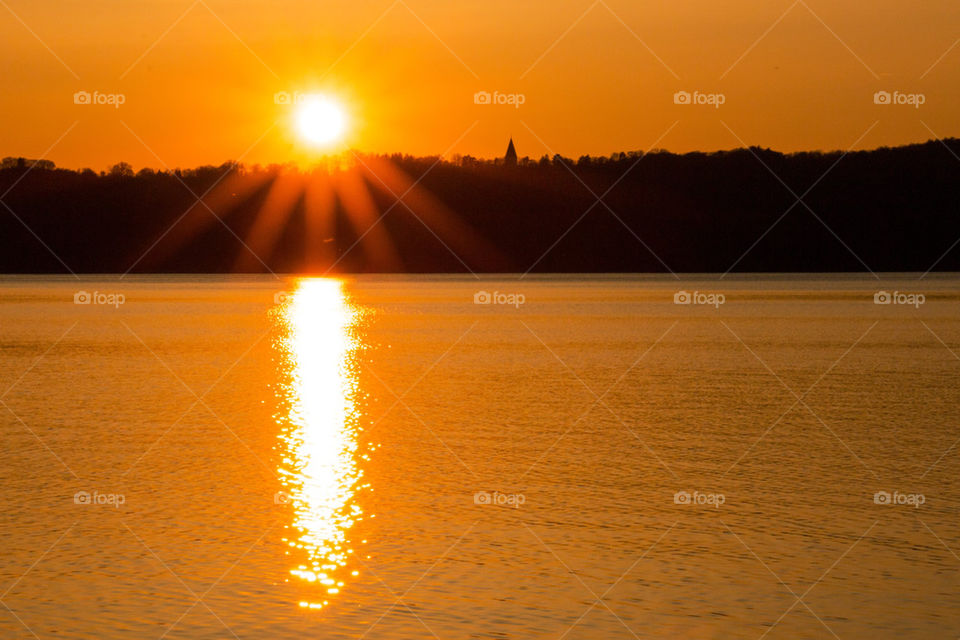 Sunlight reflecting on the lake