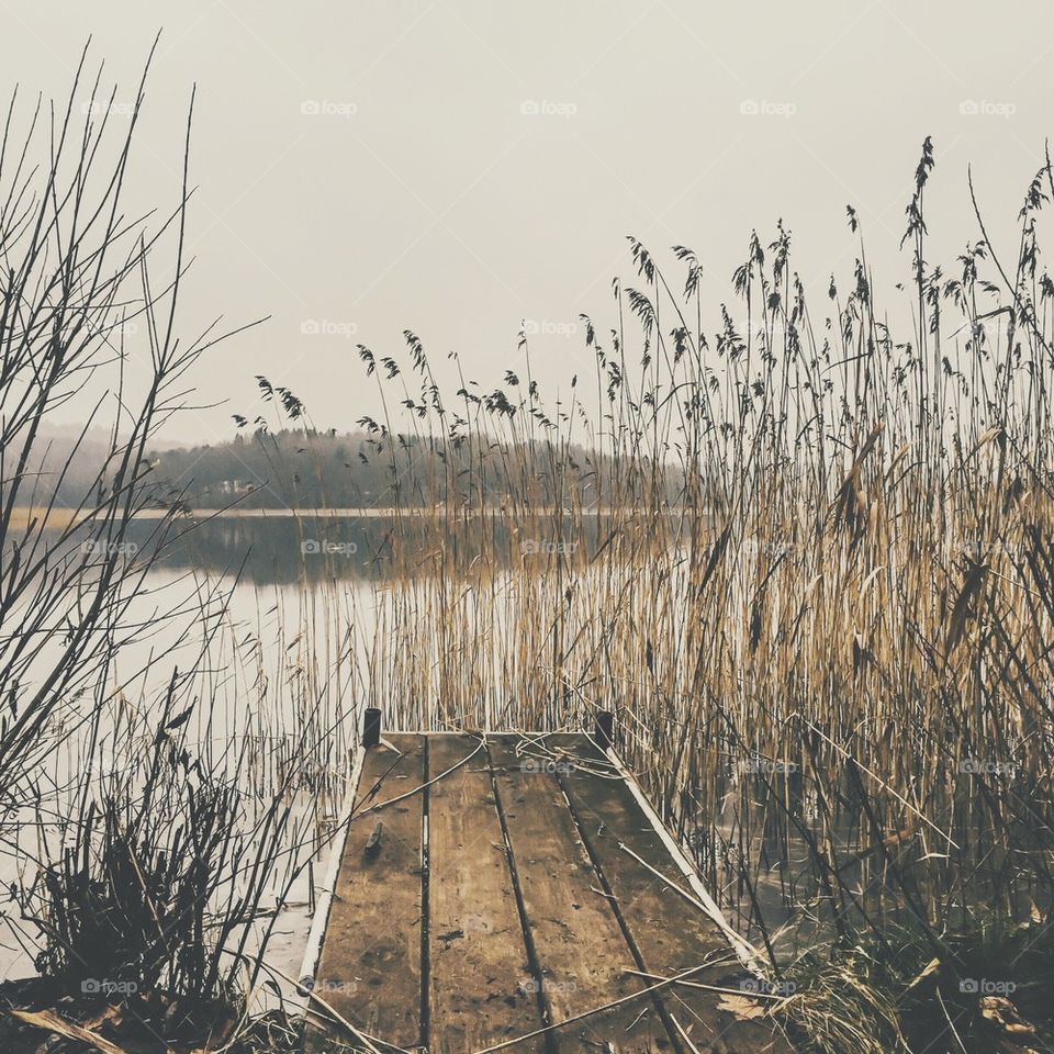 Landscape view of mountain and pier