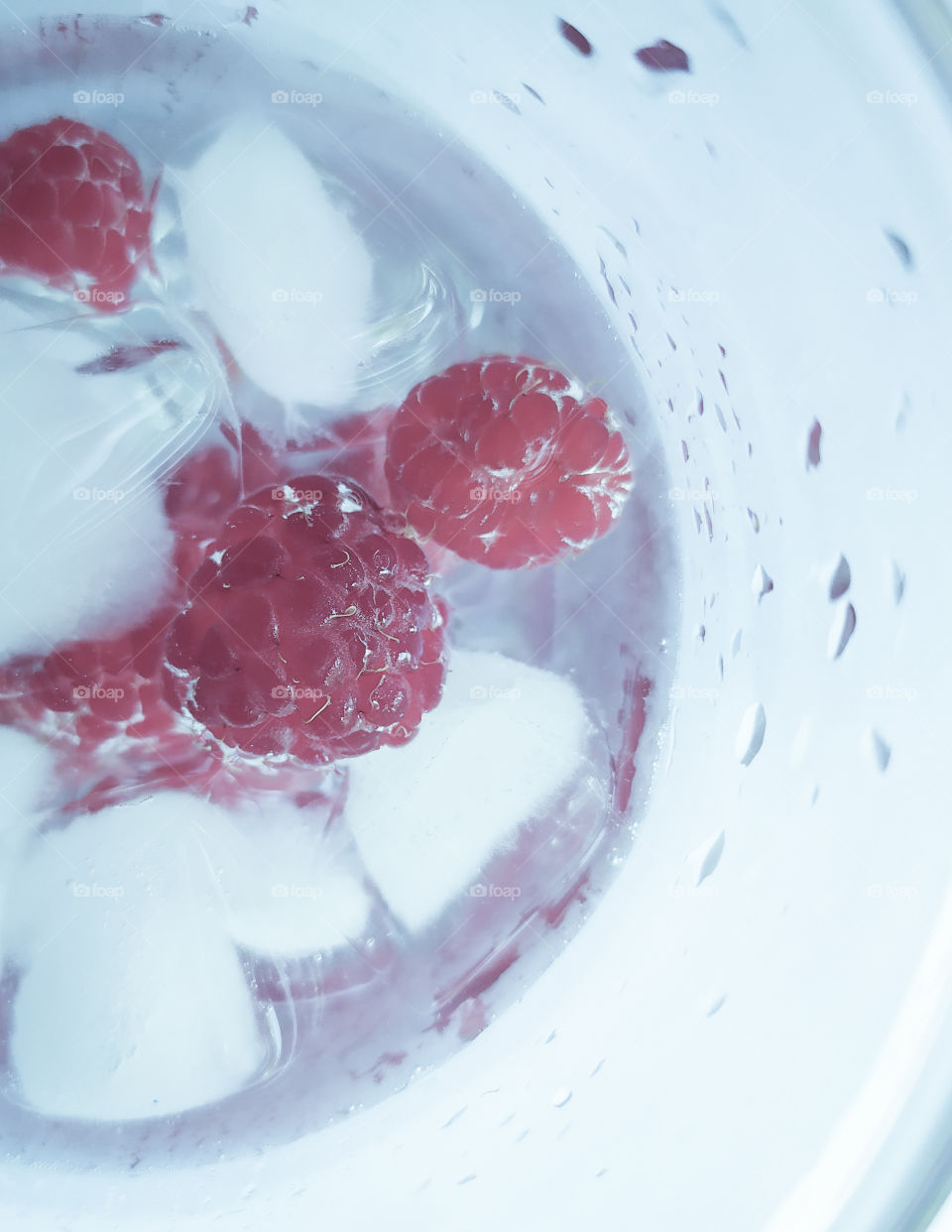 Raspberry with ice