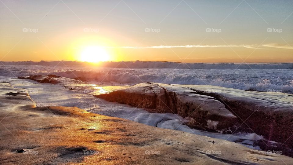 sun setting in California