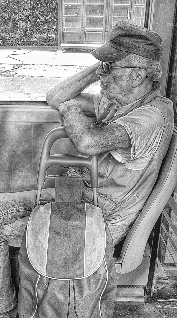 Bearded man in the bus