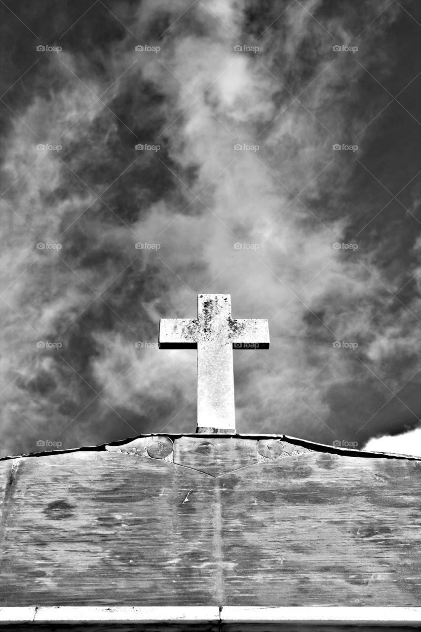 Funeral cross and Skype and black and White