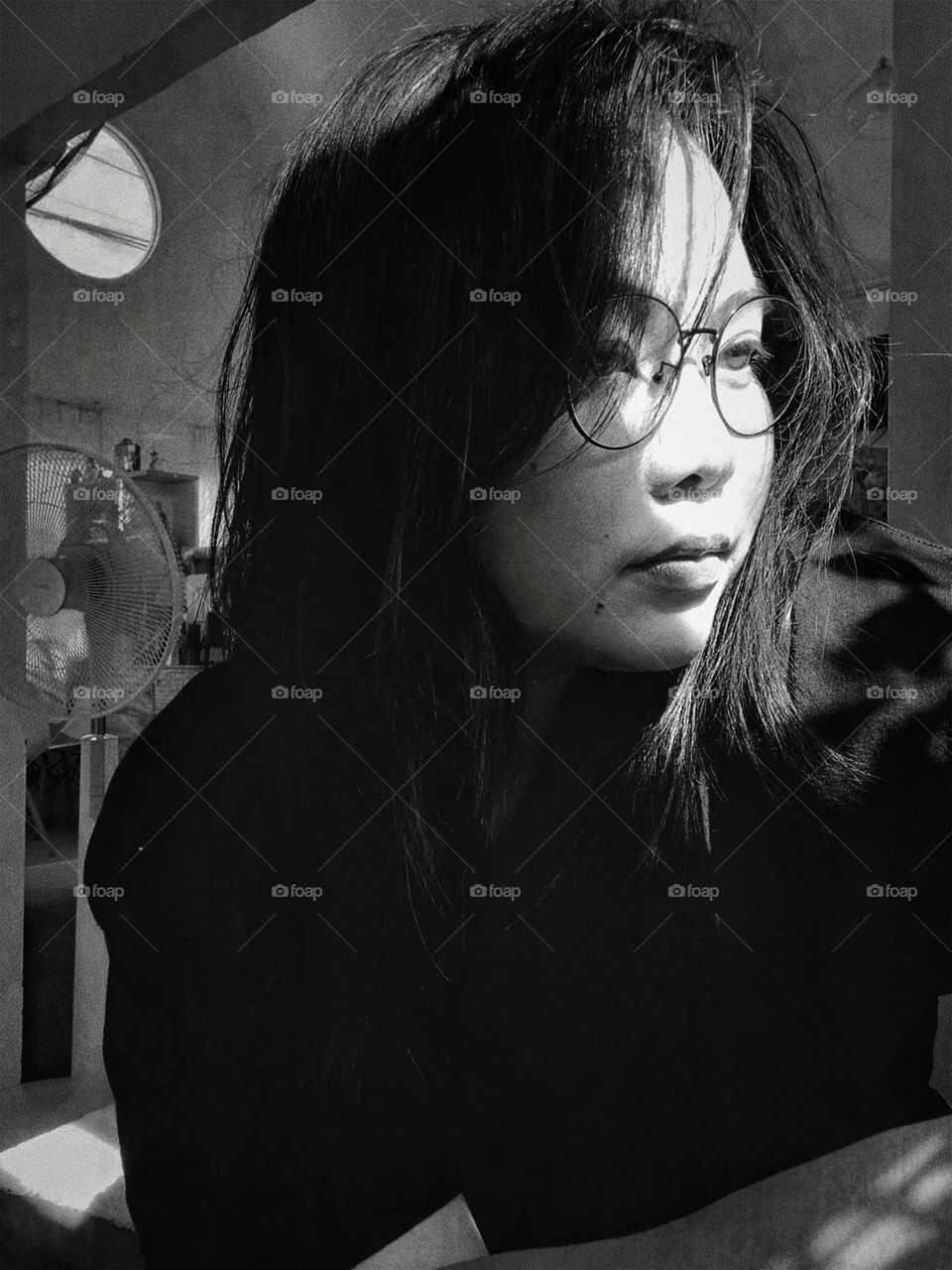 The light is shining on my face.