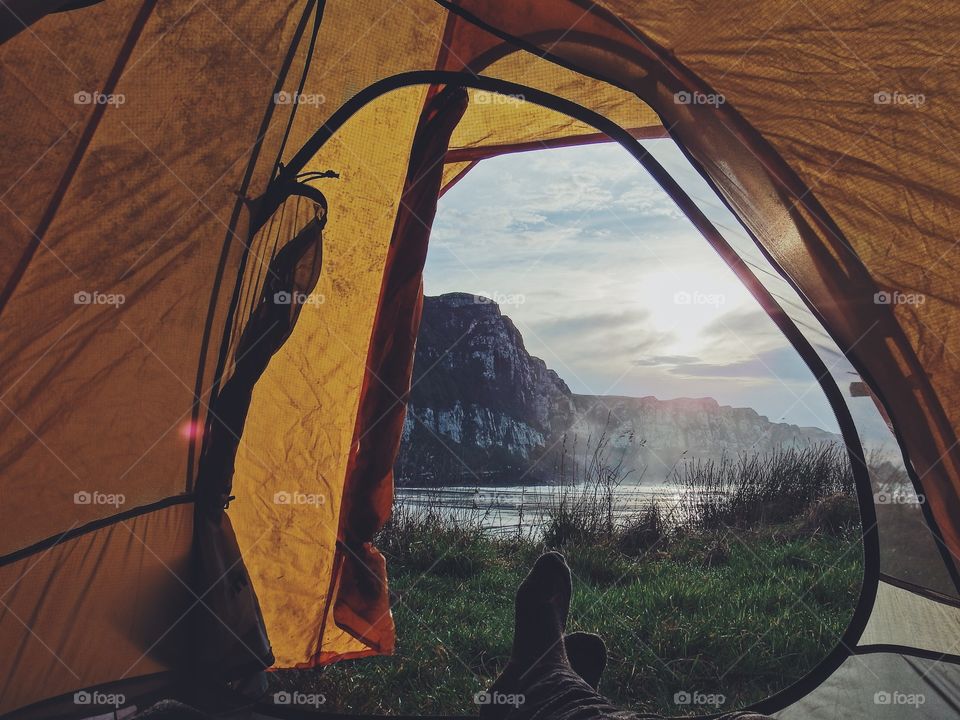 Beautiful view of nature through tent