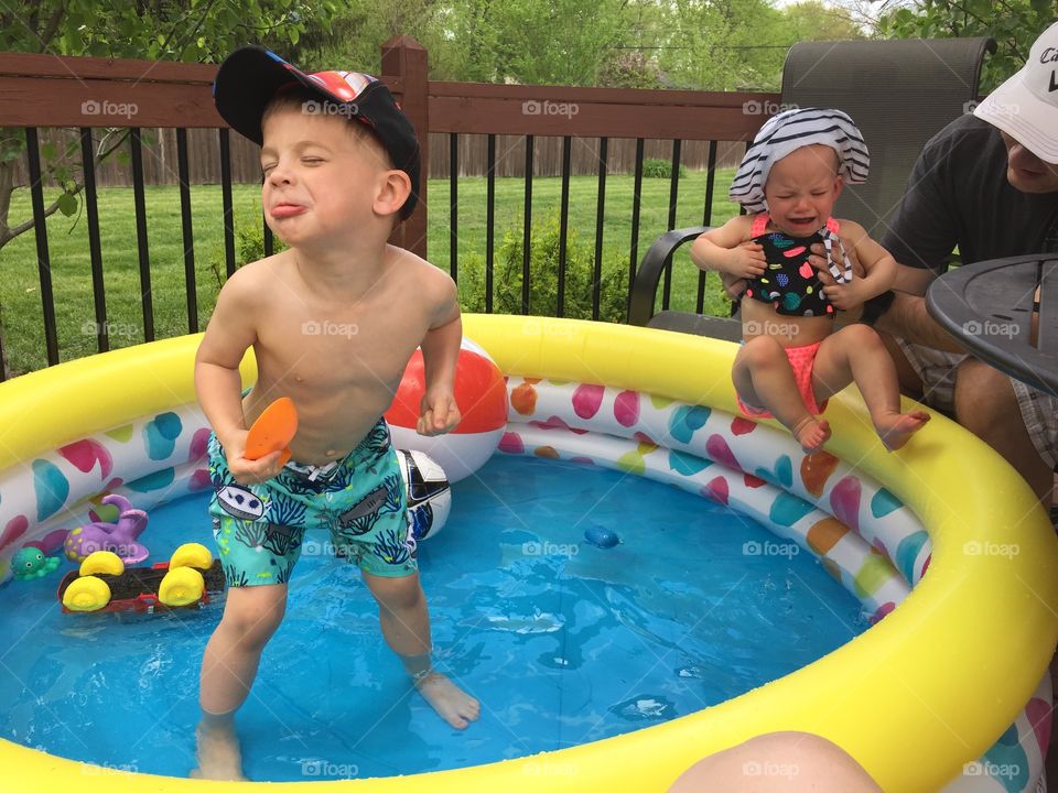 Backyard fun in the mini pool 