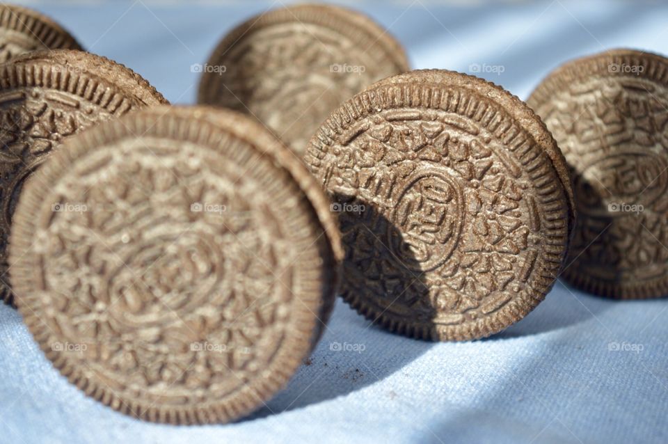 Oreo cookies on a blue background 