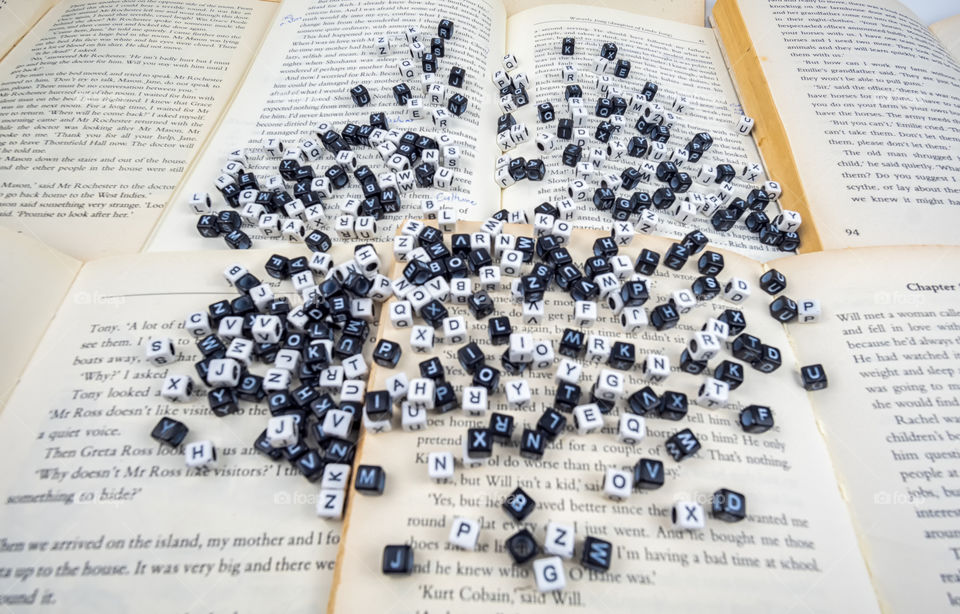 Alpabeth on book background