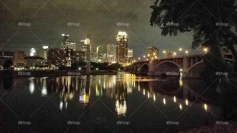 Mississippi River Reflection Night Life 
St Paul Minneapolis