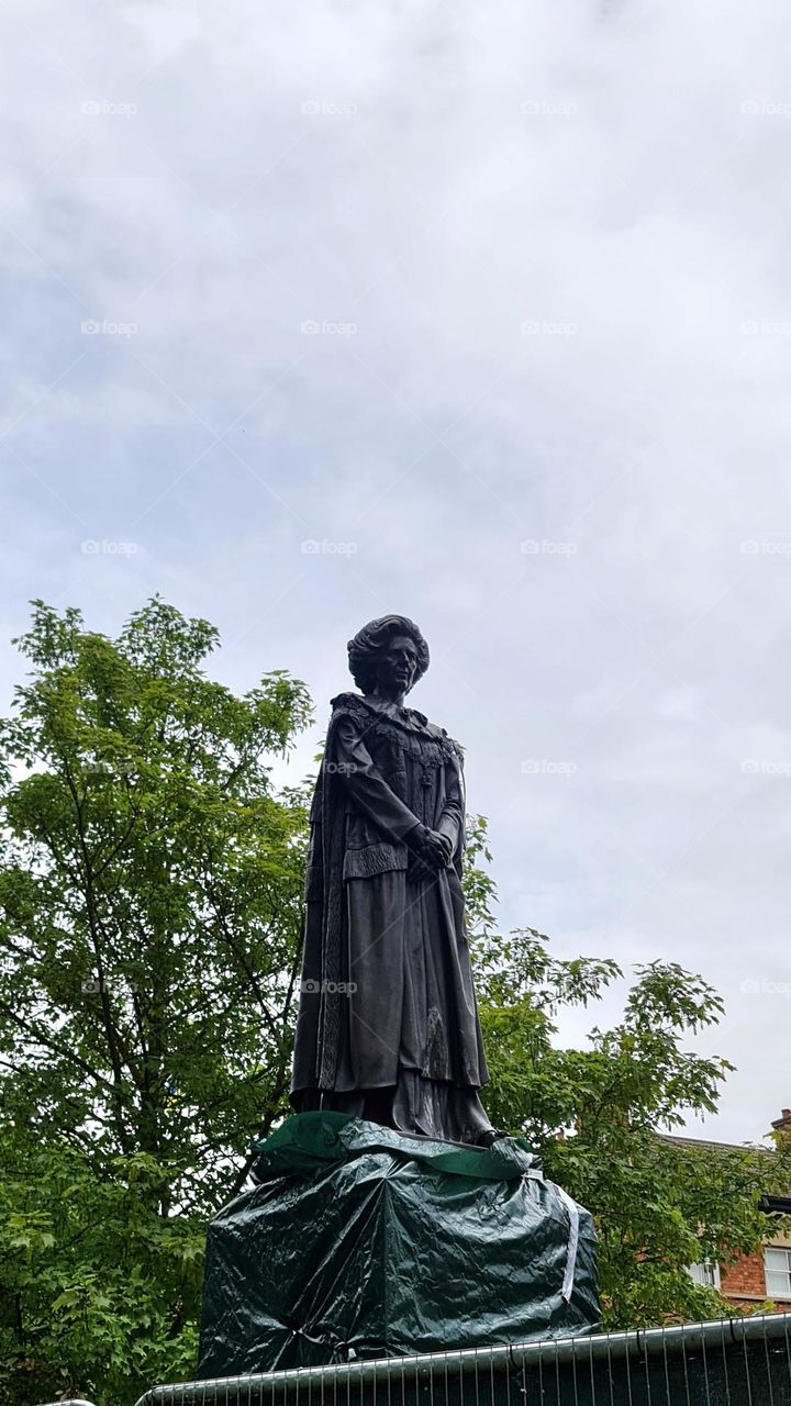 A new statue of Margaret Thatcher has been shown in Grantham, England