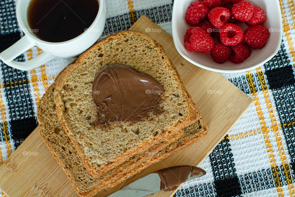 Chocolate bread and red fruits