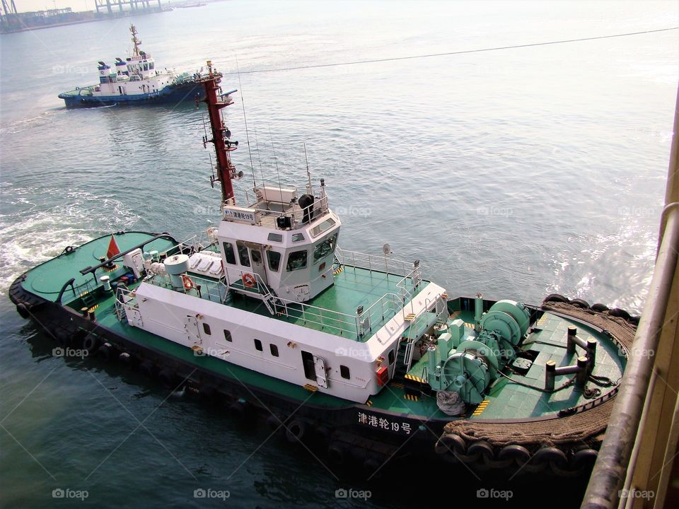 Tugboat during mooring operations