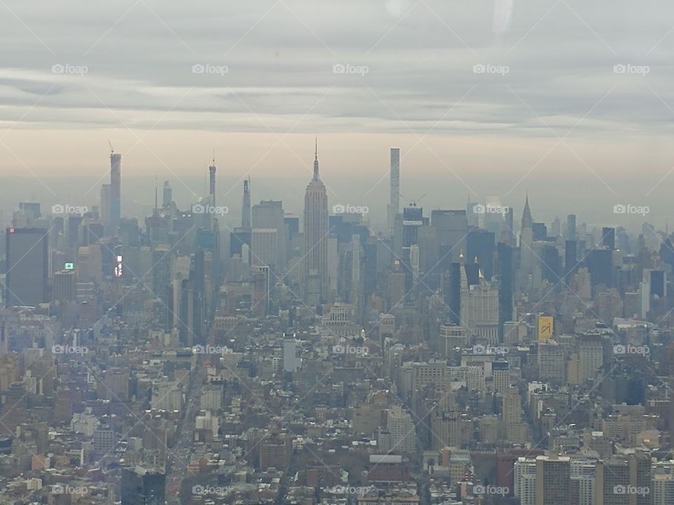 New York City Skyline.
Saturday afternoon view from One World Trade Center