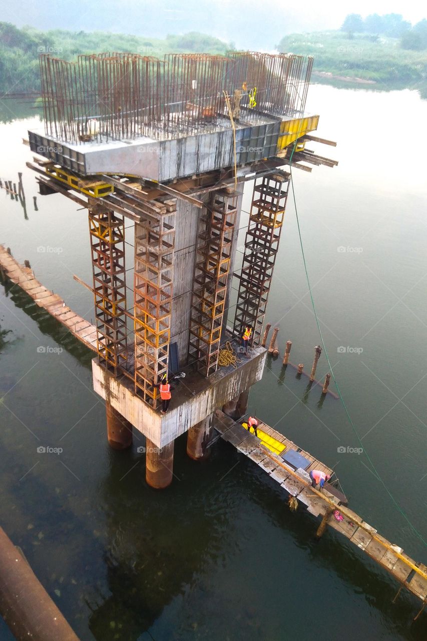 Construction of a bridge across the river