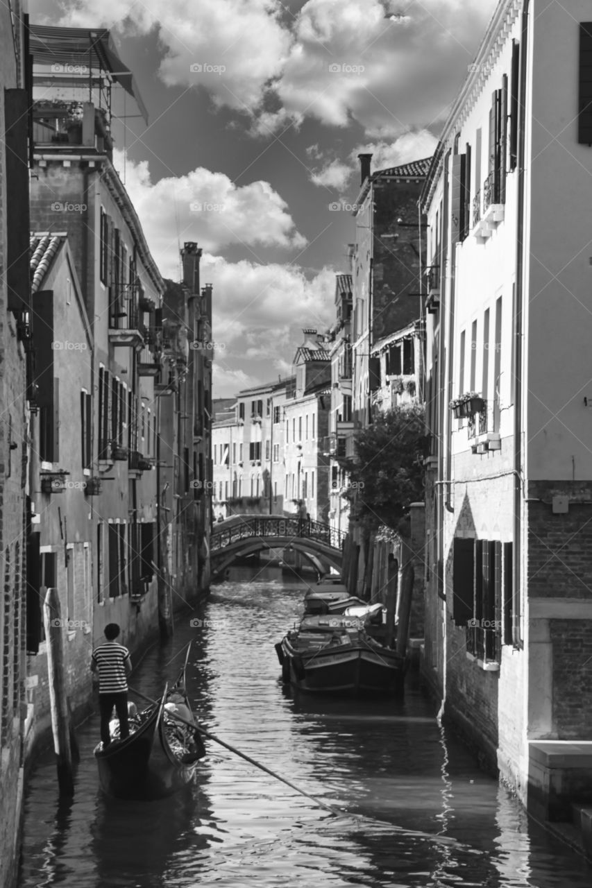 Venice canal b&w