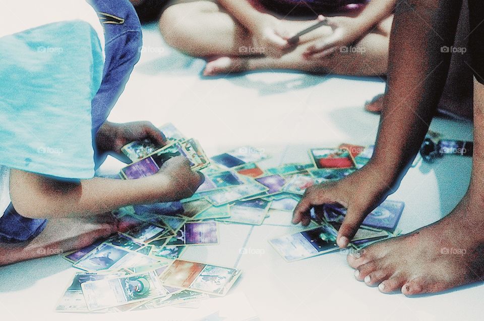 Children playing cards 