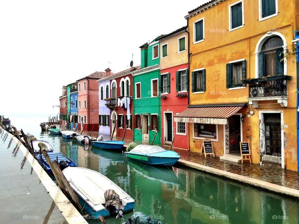 Multicolored houses of Burano island Venice, Italy