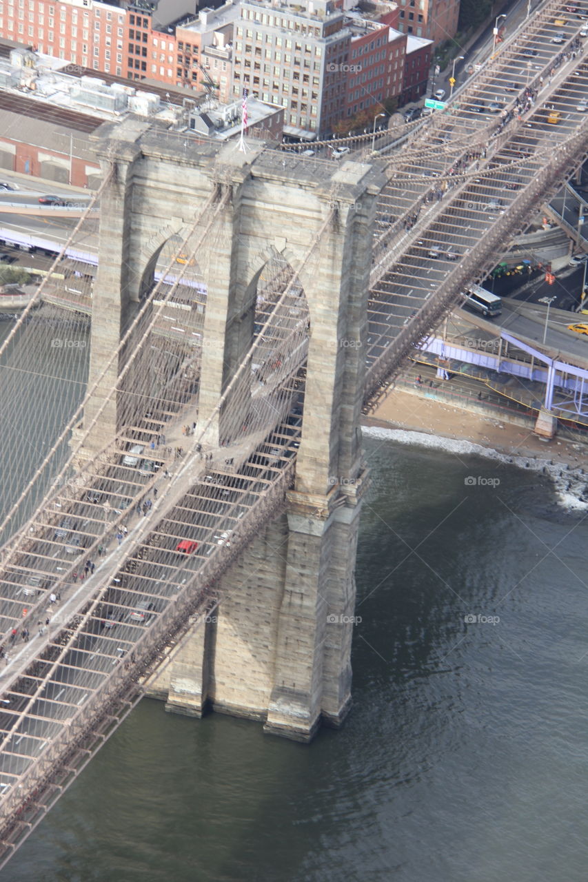 Aerial view of Brooklyn Bridge