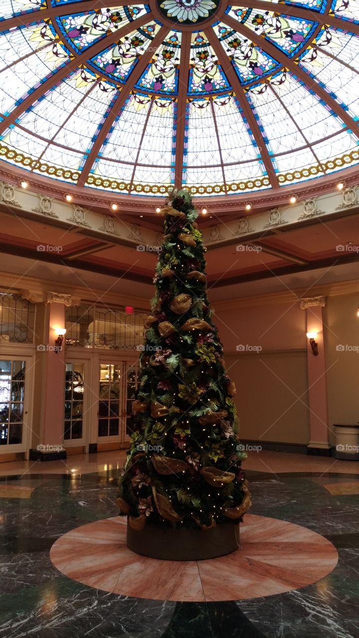 Christmas tree in the Empress Hotel.