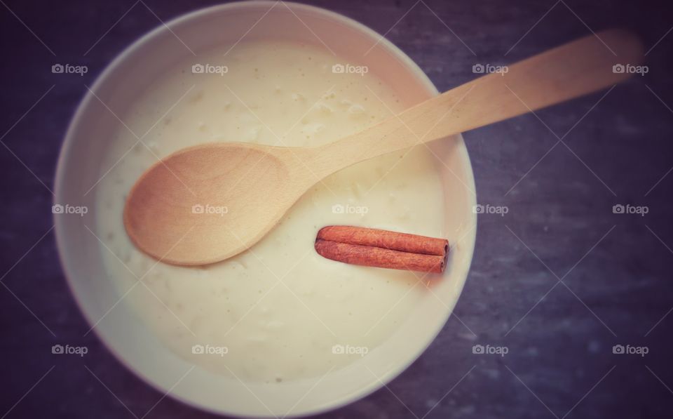 Traditional rice pudding with cinnamon