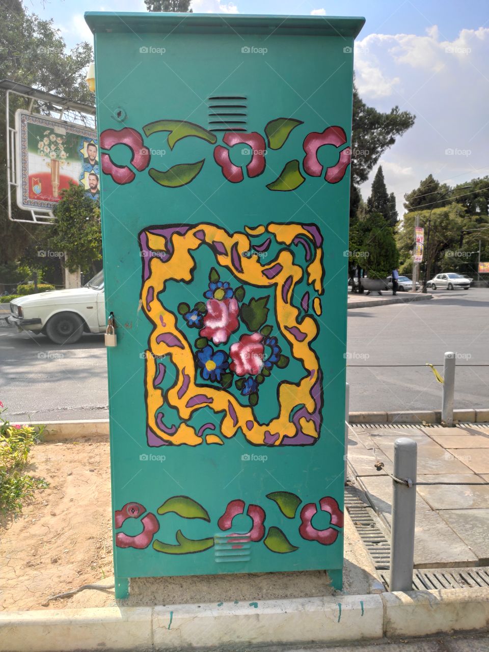 Paint Boxes of Shiraz Streets of Iran with Elegant Designs in Beautifying Urban Elements