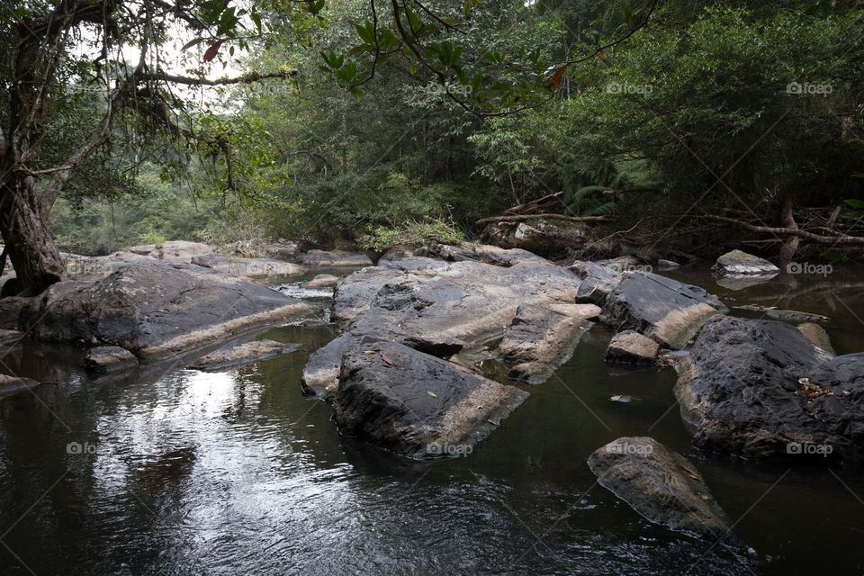 Stone in the waterfall 