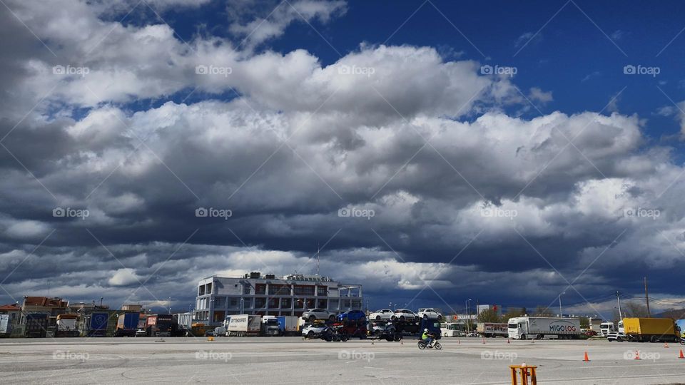 Heavy clouds in a blue sky