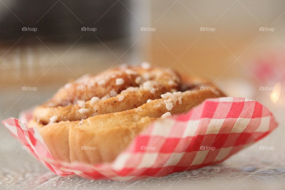 Close-up of cinnamon bun