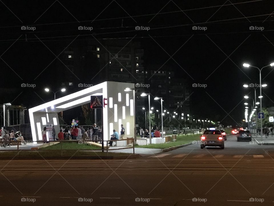 Nighttime in city. Vinnytsa, Ukraine 