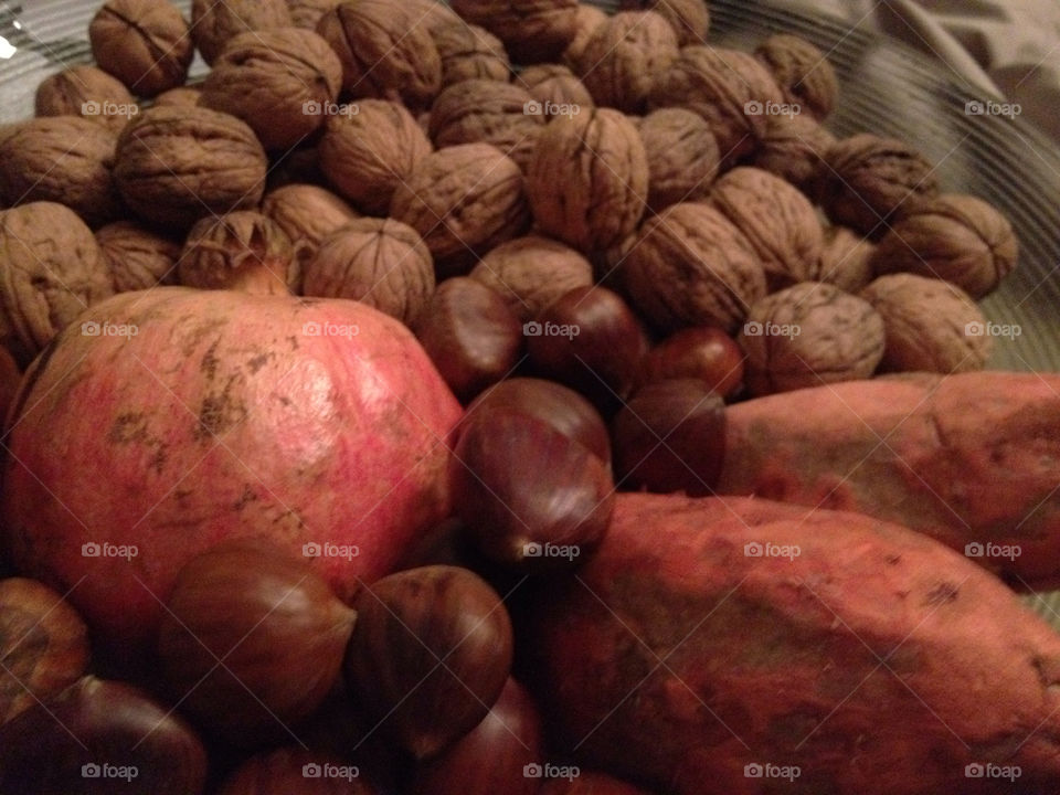 brown autumn pomegranate walnut by Anna