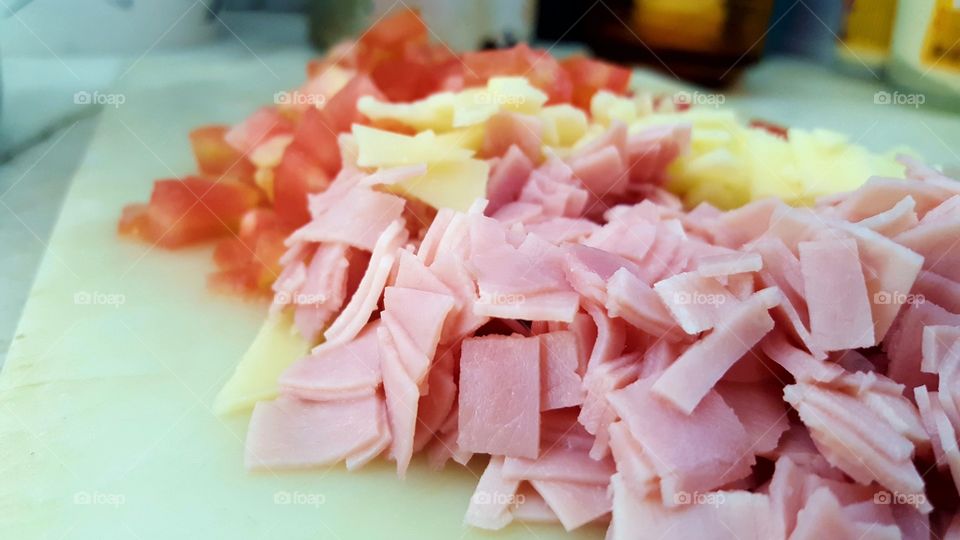 Chopped Ham, Cheese and Tomato